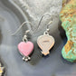 Native American Sterling Silver Pink Conch Decorated Heart Dangle Earrings For Women