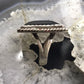 Vintage Native American Silver Rectangle Onyx Split Shank Ring Size 9 For Women