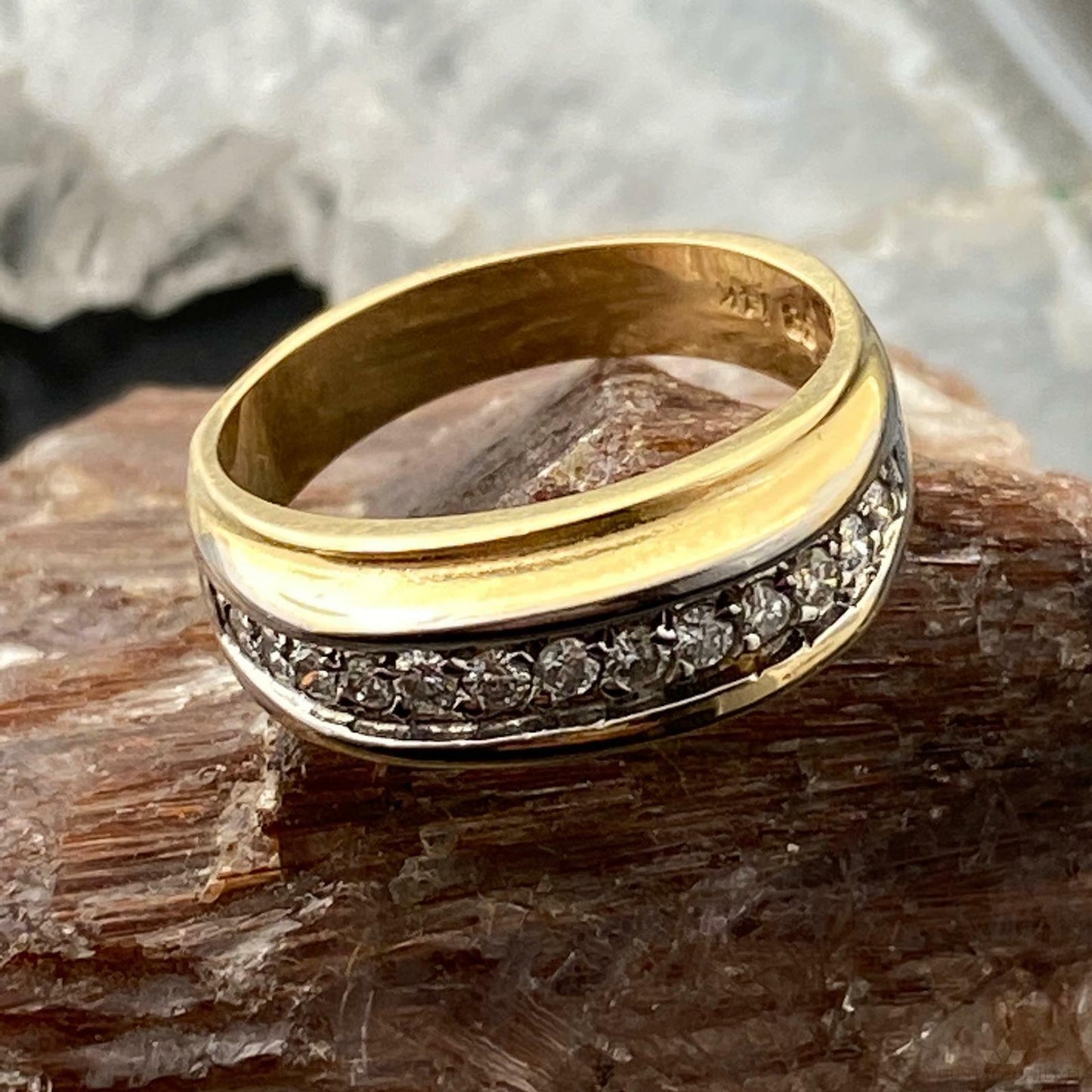 14K Yellow Gold Diamonds Bridal Band Ring Size 6, Ring For Women