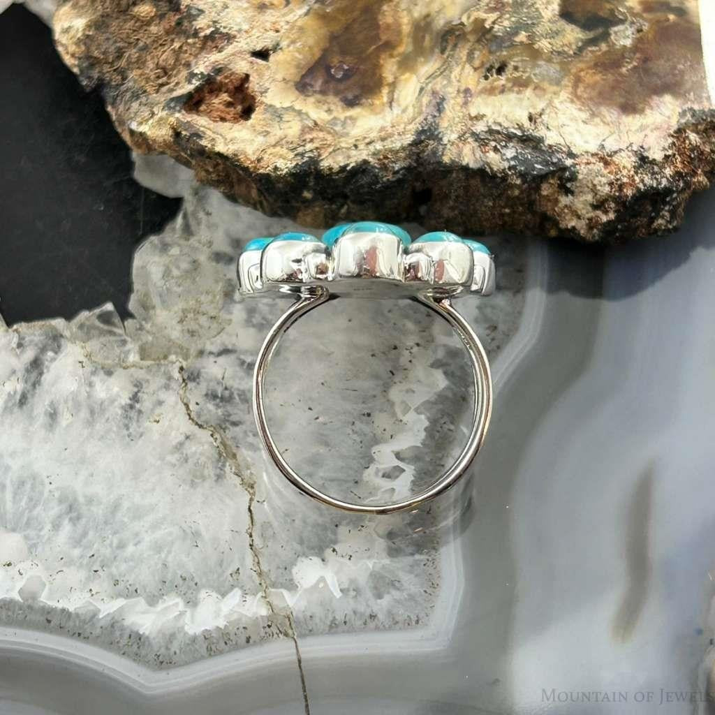 Sterling Southwestern Style Mohave Turquoise Cluster Ring Size 8 For Women #1