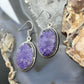 Sterling Silver Southwestern Style Oval Charoite Dangle Earrings For Women