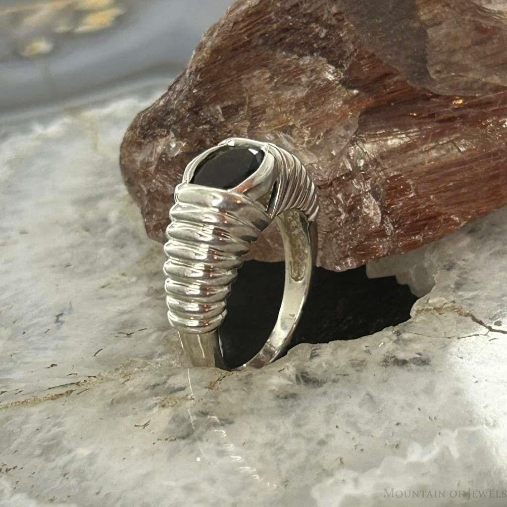 Carolyn Pollack Sterling Silver Faceted Smokey Quartz Decorated Ring Size 6.25 For Women