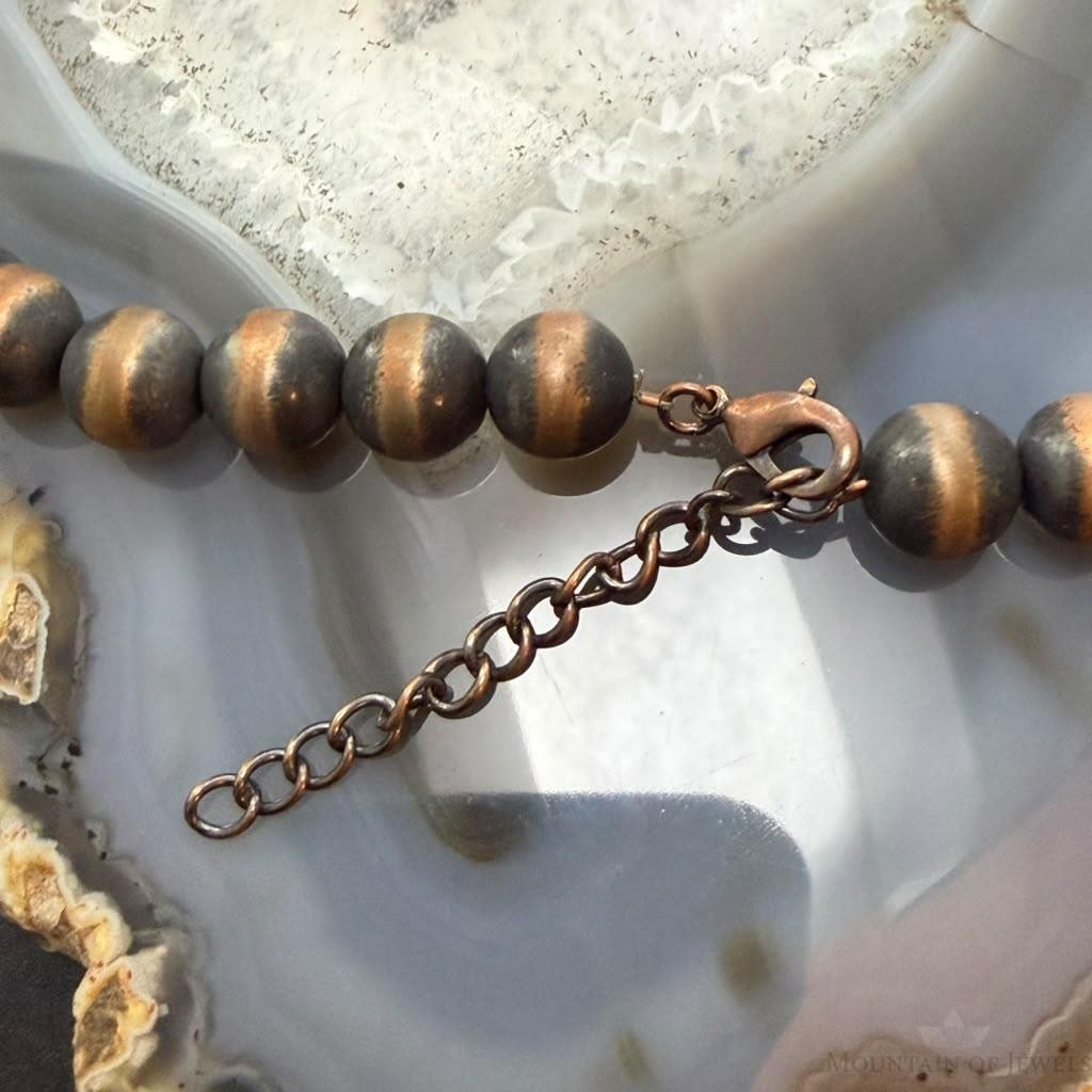 Copper Navajo Pearl Beads 10 mm Necklace Length 18"-20" For Women