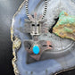 Vintage Elvis Nelson Native American Sterling Silver Kachina Eagle w/Turquoise Unisex Pendant