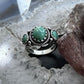 Carolyn Pollack Sterling Silver 3 Oval Green Turquoise Decorated Ring For Women