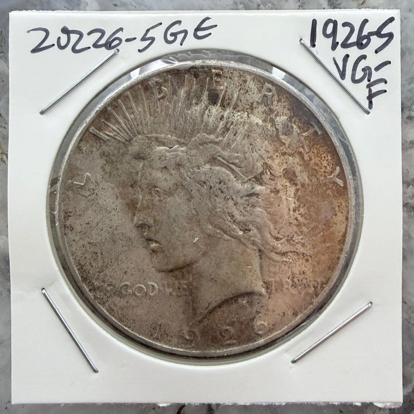 1926-S US 90% Peace Silver Dollar VG-F #20226-5GE