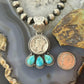 Genuine 1943 90% Silver Mercury Dime Coin w/Teardrop Turquoise Pendant #1