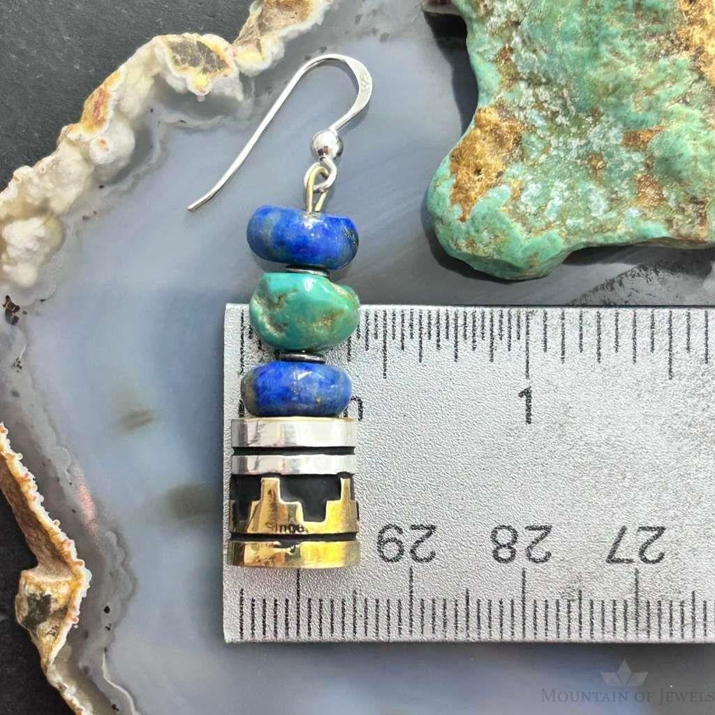 Tommy & Rosita Singer Sterling Lapis,Turquoise Beads Dangle Earrings For Women