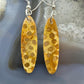 Sterling Silver Elongated Oval Fossilized Jasper Slab Dangle Earrings For Women #210