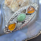 Carolyn Pollack Sterling Silver & Brass Turquoise & Amber Decorated Bracelet For Women