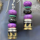 Tommy & Rosita Singer Sterling Silver Charoite & Onyx Bead Dangle Earrings For Women