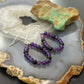 Sterling Silver Amethyst Beads Hoop Dangle Earrings For Women
