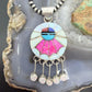Amy Quandelacy Zuni Sterling Silver Sunface Opal,Turquoise,Coral Decorated Pendant