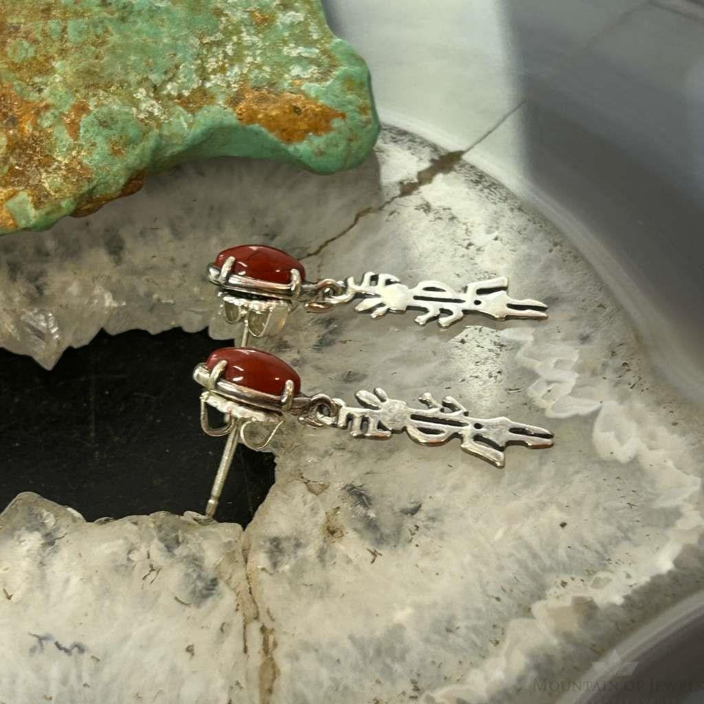 Carolyn Pollack Sterling Silver Red Jasper W/Kokopelli Dangle Earrings For Women