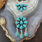 Sterling Silver Southwestern Style 25 Teardrop Turquoise Cluster 17" Necklace For Women