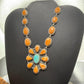 Sterling Silver Southwestern Style Spiny Oyster & Turquoise Cluster Lariat 22" Necklace For Women