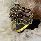Vintage 18K Yellow Gold Cluster Garnet Lady's Ring Size 7.5