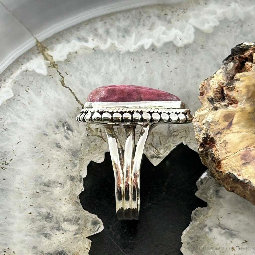 Sterling Silver Southwestern Style Teardrop Thulite Ring Size 7 For Women