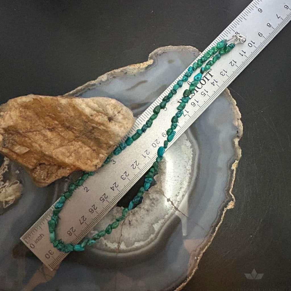 Sterling Silver Natural Turquoise Beads 16" Necklace For Women