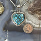 Sterling Silver Southwestern Style Blue Turquoise Dahlia Heart Pendant For Women