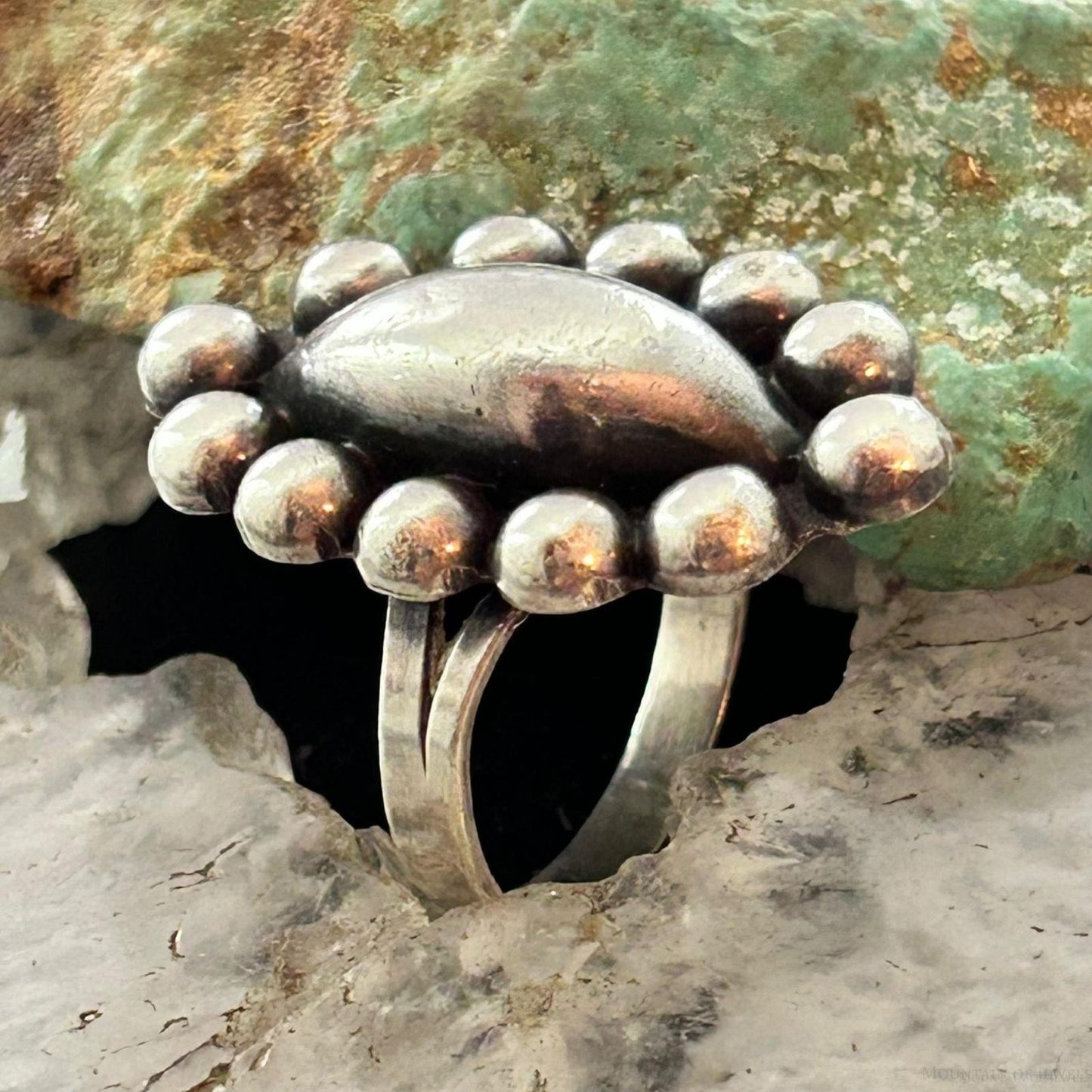 Vintage Mexico Silver Marquise Surrounded by 12 Raindrops Ring Size 8.5 For Women