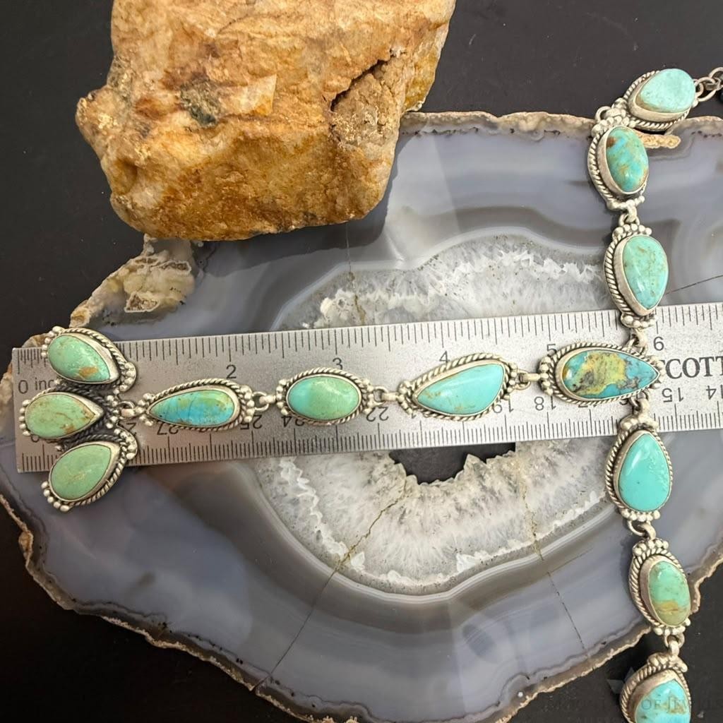 Sterling Silver Southwestern Style 13 Royston Turquoise Lariat 26" Necklace For Women