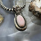 Native American Sterling Silver Oval Pink Conch Decorated Pendant For Women