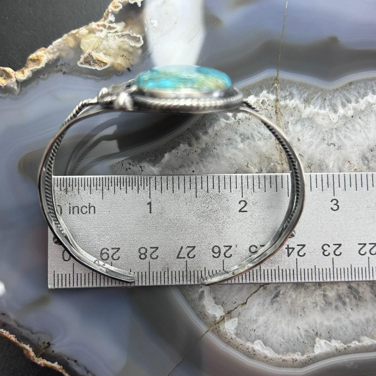 Sterling Silver Southwestern Style Large Oval Shattuckite Bracelet For Women