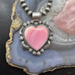 Jeff James Sterling Silver Large Pink Conch Decorated Heart Pendant For Women