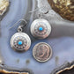 Native American Sterling Silver Turquoise Dot Stamped Concho Dangle Earrings For Women