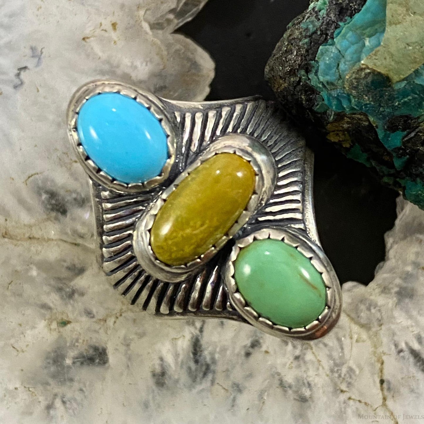 Carolyn Pollack Southwestern Style Sterling Assorted Turquoise Ring Sz Variety