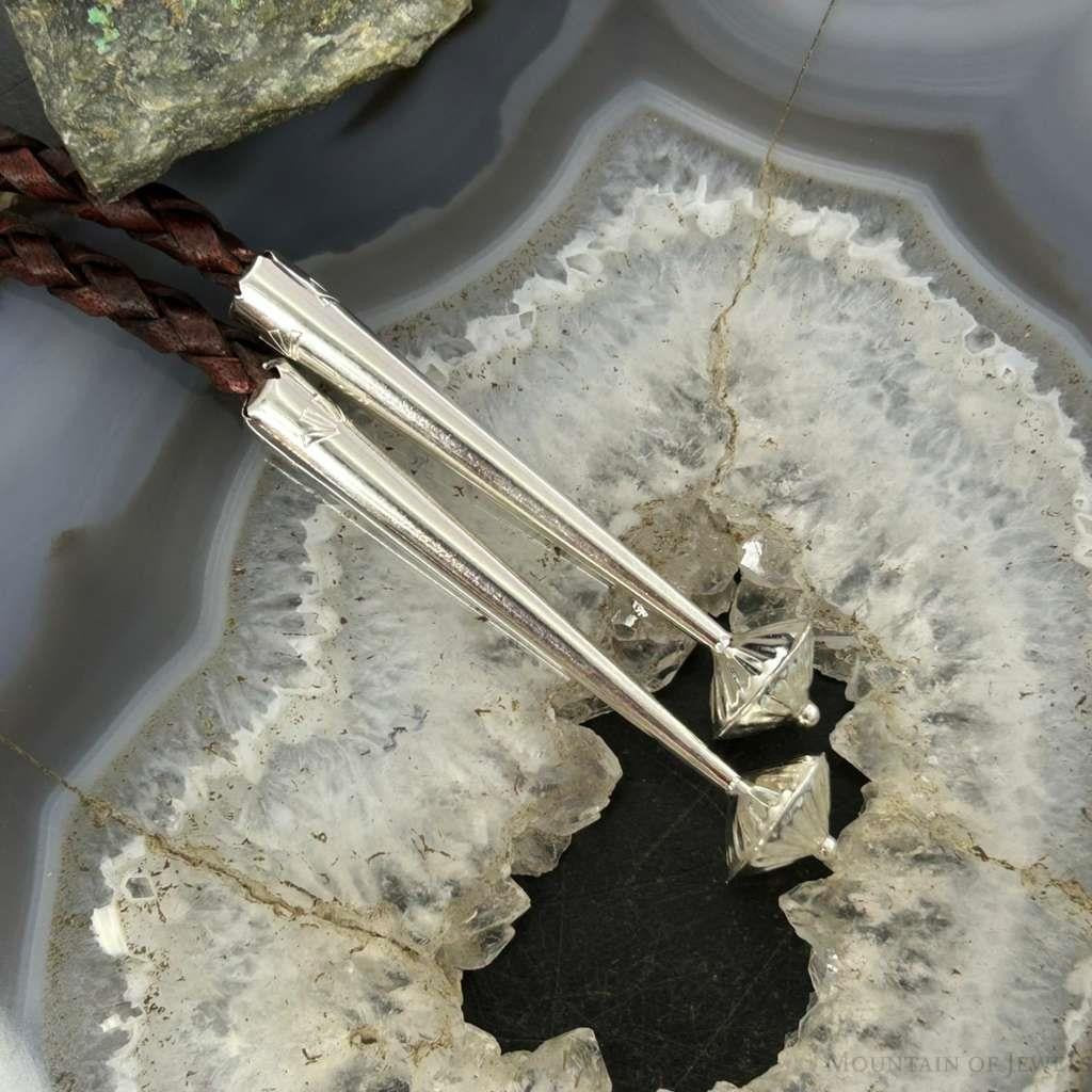 Sterling  Silver Southwestern Style Large Oval K2 Jasper Decorated Bolo Tie For Men