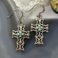 Sterling Silver Southwestern Style Turquoise Cross Dangle Earrings For Women