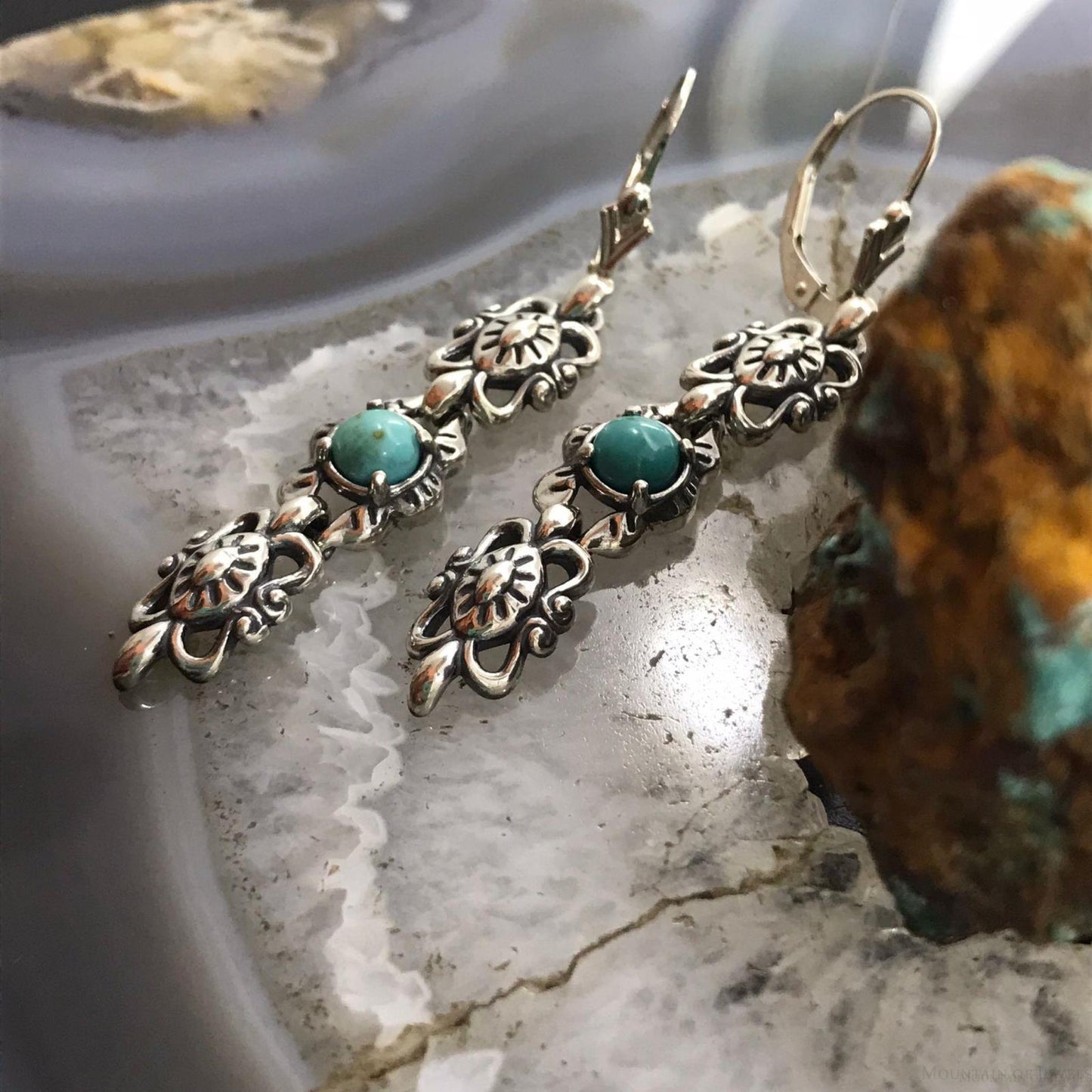 Carolyn Pollack Sterling Silver Turquoise Dot Decorated Dangle Earrings For Women