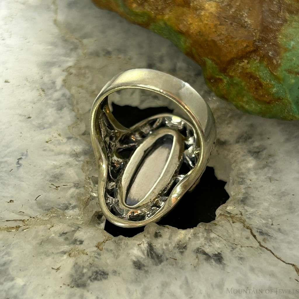 Carolyn Pollack Sterling Silver Oval Onyx Decorated Ring Size 5, 9 For Women