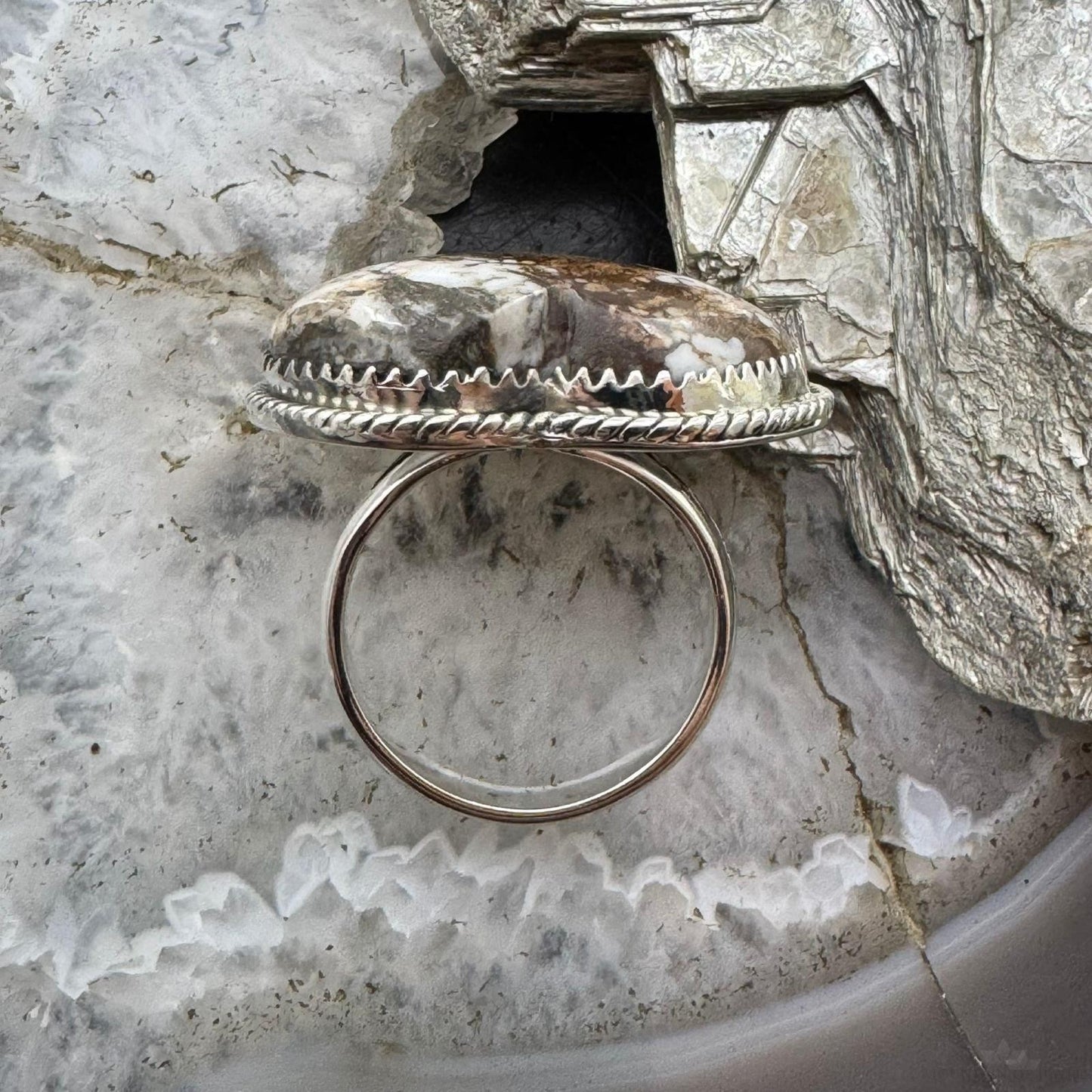 Sterling Silver Southwestern Style Wild Horse Heart Shape Ring Size 8 For Women