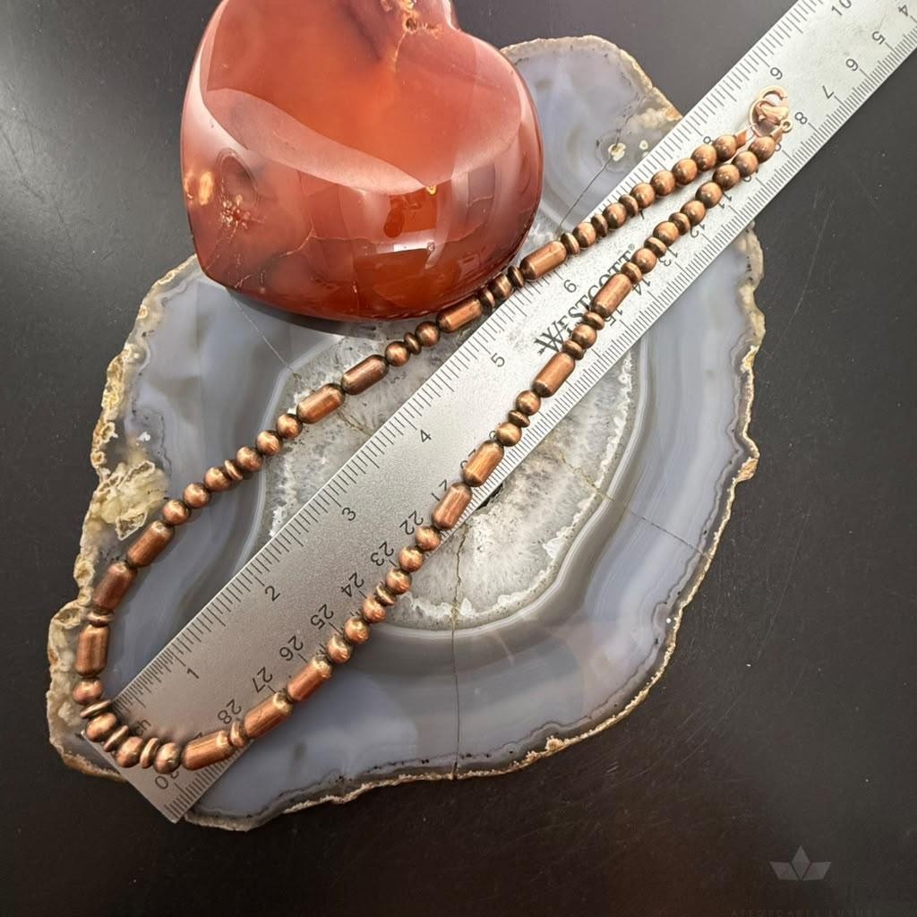 Southwestern Style 6-12mm Round,Saucer,Cylinder Copper Navajo Pearl 18" Necklace For Women