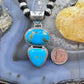Native American Sterling Silver 2 Turquoise Decorated Pendant For Women