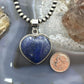 Sterling Silver Southwestern Style Lapis Heart Shape Pendant For Women