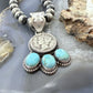 Genuine 1943 90% Silver Mercury Dime Coin w/Teardrop Turquoise Decorated Pendant