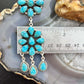 Sterling Silver Southwestern Style 25 Teardrop Turquoise Cluster 17" Necklace For Women