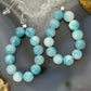 Sterling Silver Larimar Beads Hoop Dangle Earrings For Women
