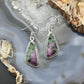Sterling Silver Southwestern Style Triangular Ruby Zoisite Dangle Earrings For Women
