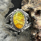 Carolyn Pollack Sterling Silver Oval Chip Inlay Decorated Ring For Women