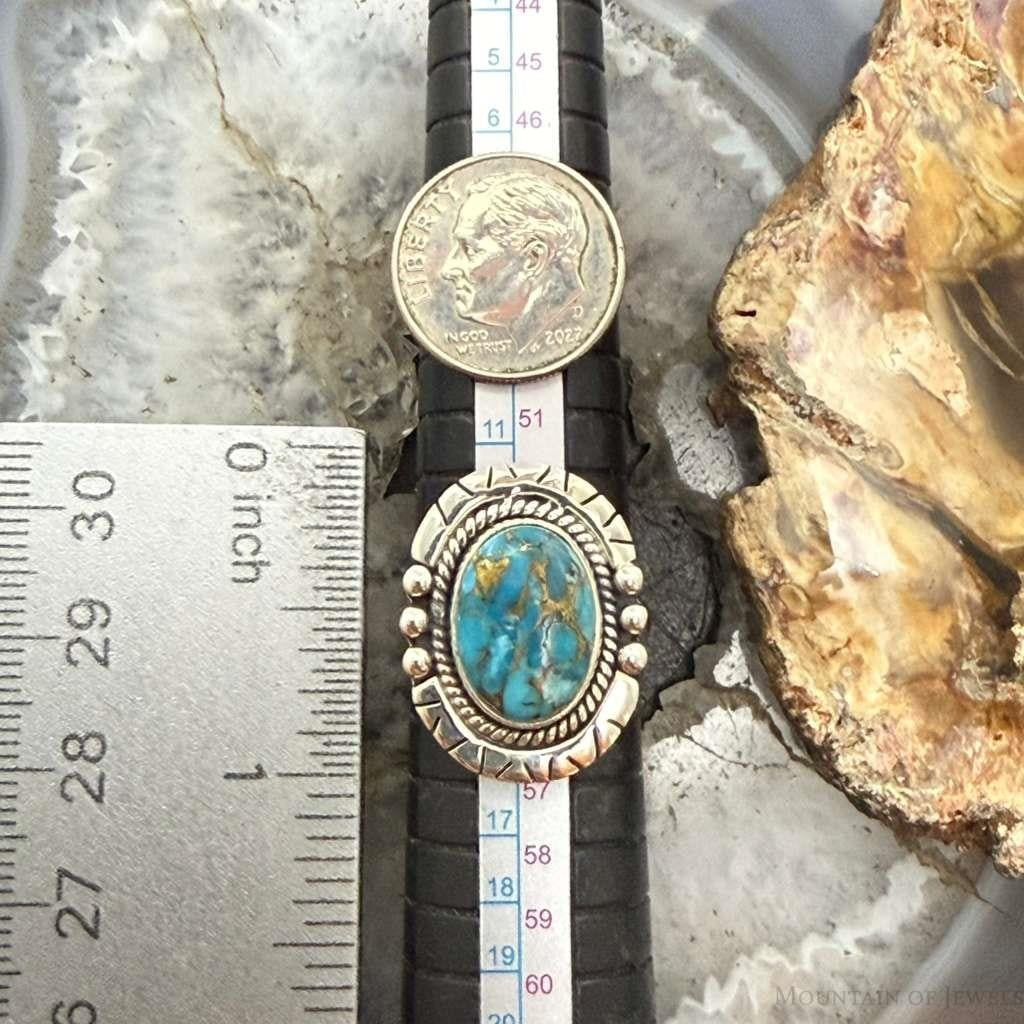 Sterling Silver Southwestern Style Oval Copper Turquoise Ring For Women