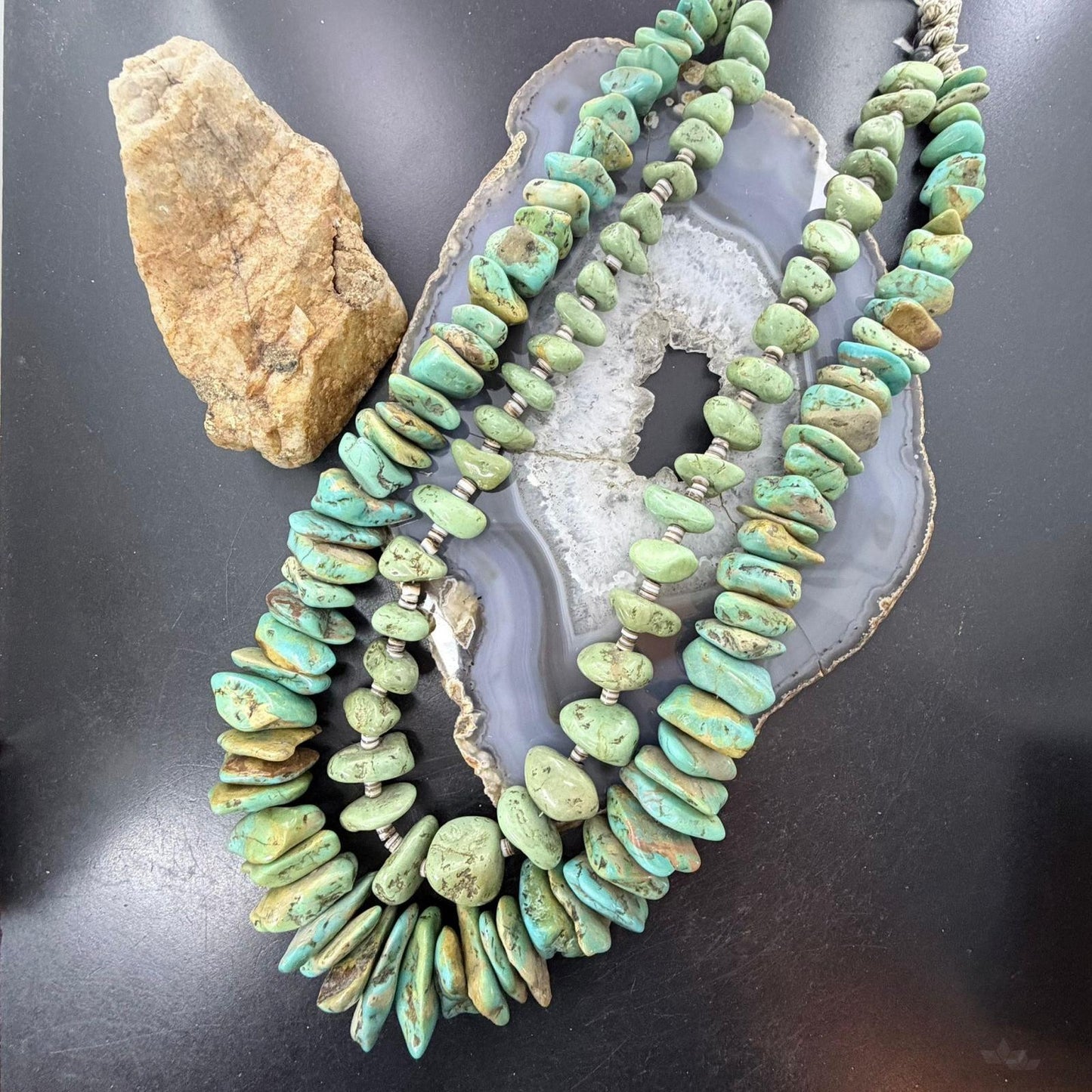 Vintage 2 Strands Chunky Natural Turquoise Stone Necklace For Women For Women