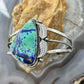 Sterling Silver Southwestern Style Large Triangle Azurite Decorated Bracelet For Women
