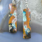 Sterling Silver Rectangle Chrysocolla Slab Dangle Earrings For Women #212