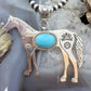 Sterling Silver Turquoise Stamped w/Indigenous Symbols Horse Unisex Pendant