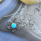 Sterling Silver Blue Turquoise Flower Dangle Earrings For Women